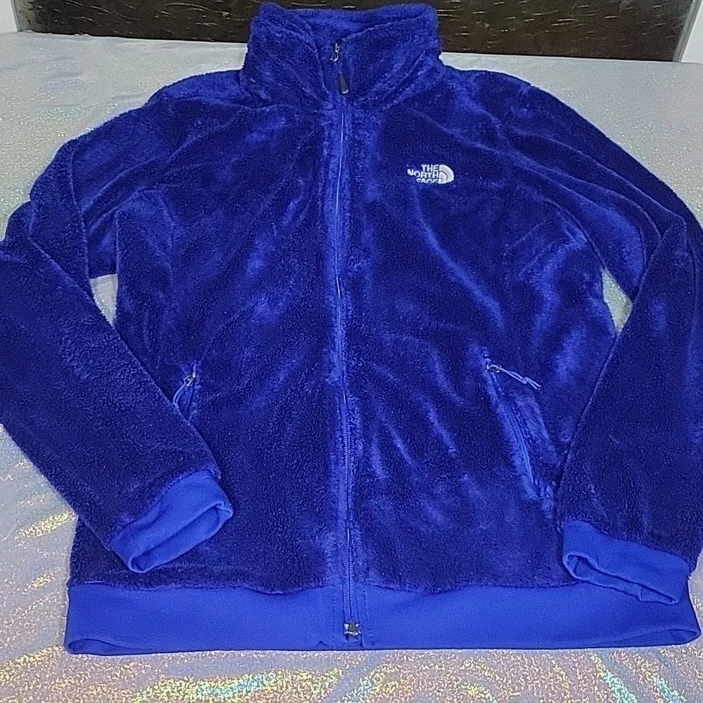 Y2K The Northface Teddy Bear 'Osito' Zip Up Jacket Coat Dark Royal Blue SZ:M